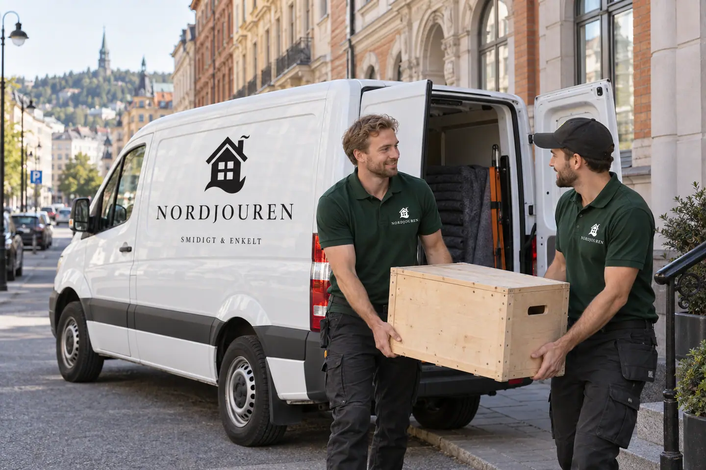 Illustration: Nordjourens bil och personal i Sundsvall, stenstan